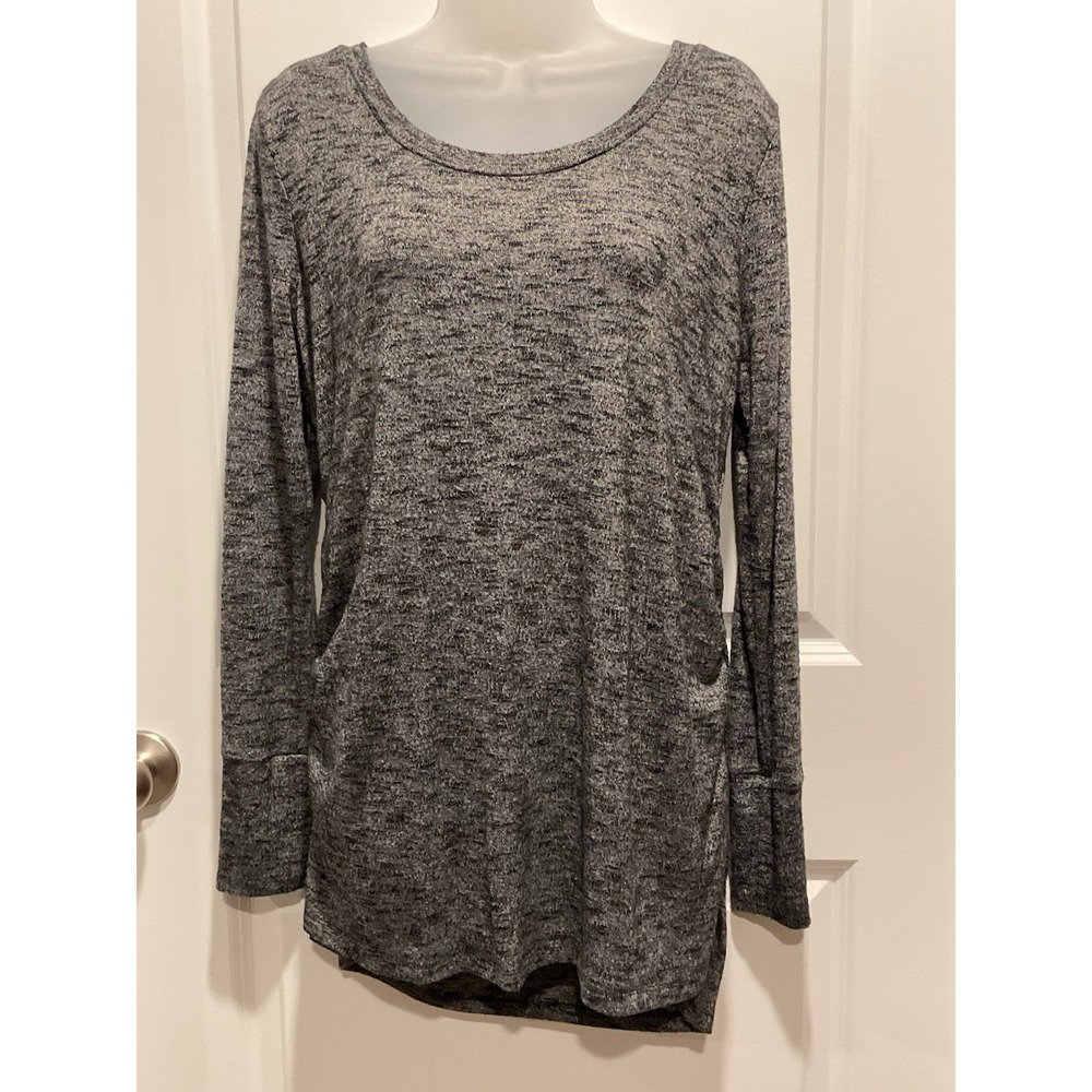 Liz Lange Maternity Shirt Grey Long Sleeve Comfy Large Women's Tunic Top Layers